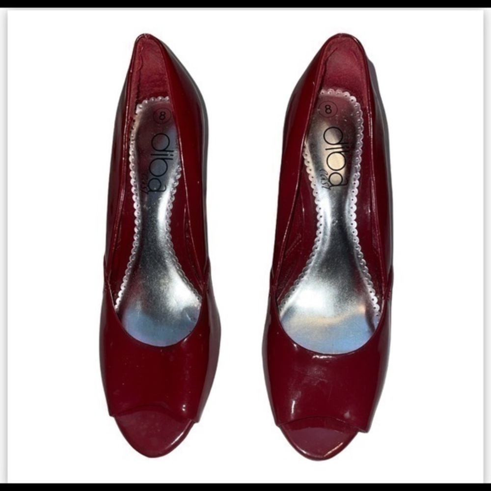 Diba Red Patent Peep Toe Heels